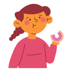 girl eating donut cartoon