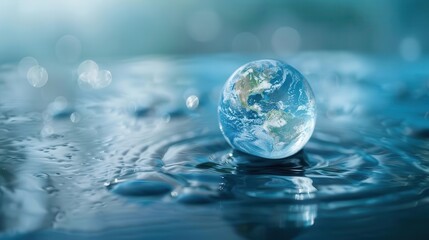 aqua vitae global crystalline water droplet encapsulating earth symbolizing the precious nature of clean water promotes awareness for world water day
