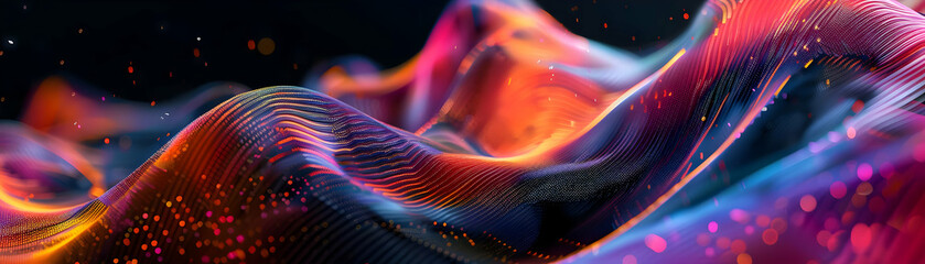Abstract 3D Illustration with Red, Orange, and Blue Lights