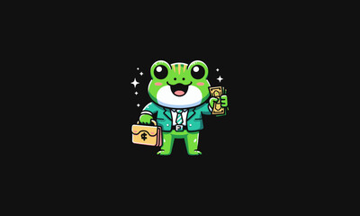 Obraz premium cartoon illustration of frog hold money vector flat design