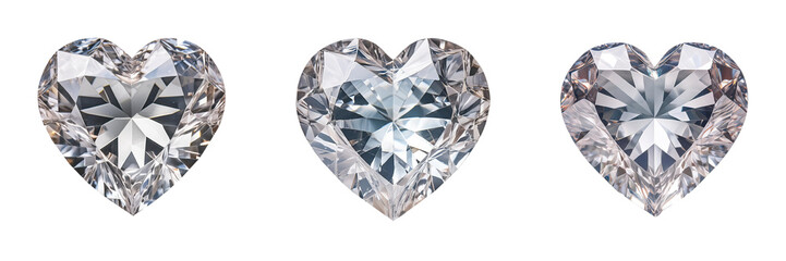 Fototapeta premium Hear shaped diamond crystals isolated on transparent background