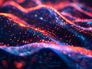 Abstract 3D Digital Background with Red and Blue Glowing Lights