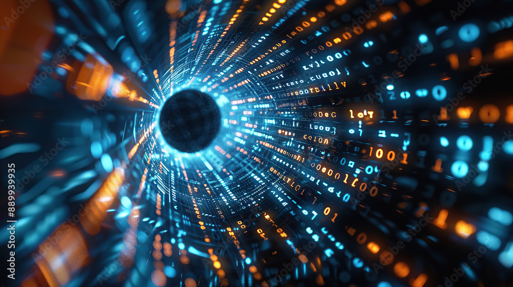 Wall mural abstract communication and future technology data flow
