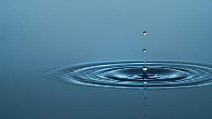 A drop of water falls into a calm, tranquil surface