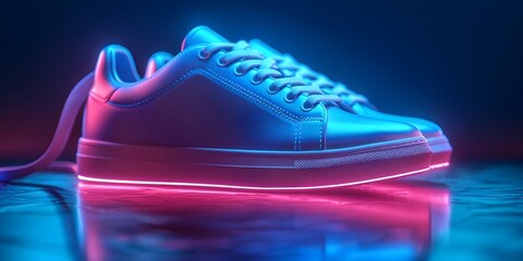 Neon Lit 3D Sneaker Model with Innovative Design for Modern Fashion Concept