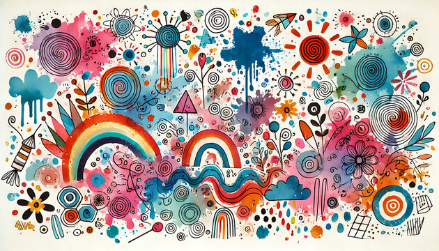 Creative Watercolor Space Theme by Kindergarten Child