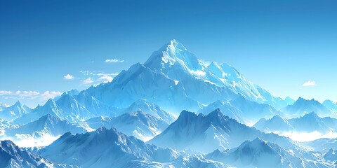 Obraz premium Majestic Snow Capped Mountain Range Under Clear Blue Sky in Stunning Natural Landscape