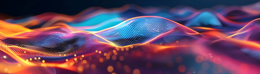 Fototapeta premium Abstract 3D Background with Wavy Lines and Colorful Glow