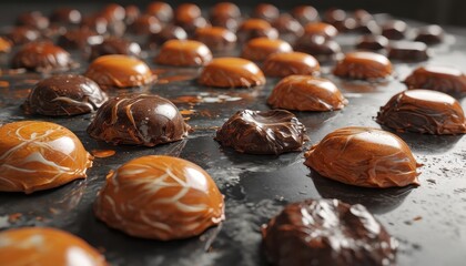 Gourmet Chocolate Truffles on Black Background.