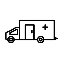 Ambulance icon Black line art vector logo