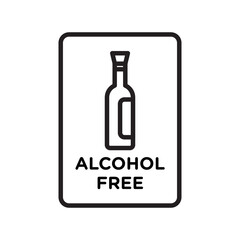 Alcohol free icon Black line art vector logo