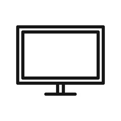 Computer monitor icon Black line art vector logo