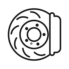 Car brake disk with caliper icon Black line art vector logo