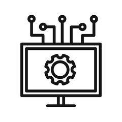 Computer Technology icon Black line art vector logo