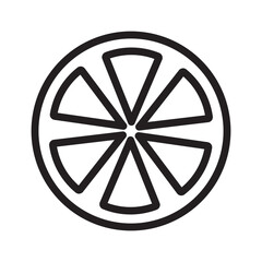 Citrus, lemon, lime, orange, tangerine slice icon Black line art vector logo