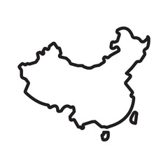 china map icon Black line art vector logo
