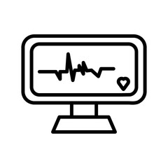 ECG monitor icon Black line art vector logo
