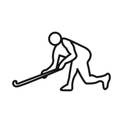 Obraz premium Hockey player icon Black line art vector logo