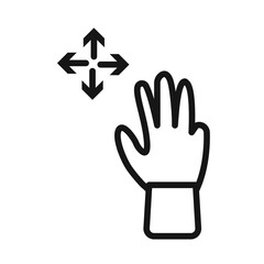 Hand, fingers, gesture, swipe, rotate icon Black line art vector logo