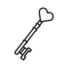 Love key icon Black line art vector logo