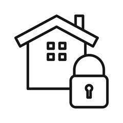 lock home icon Black line art vector logo