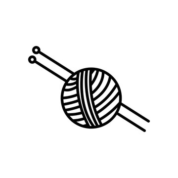 recommend clip art: Knit yarn with needle icon Black line art vector logo