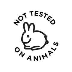 Not tested on animals icon Black line art vector logo