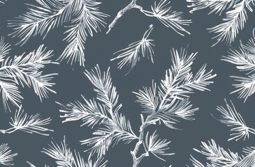 White Pine Branches on Dark Blue Background