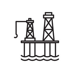 Oil platform icon Black line art vector logo