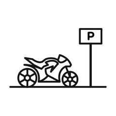 Obraz premium motorbike parking icon Black line art vector logo