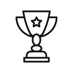 Trophy cup with star icon Black line art vector logo
