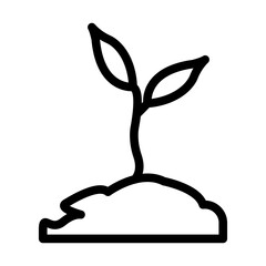 Young sprout icon Black line art vector logo