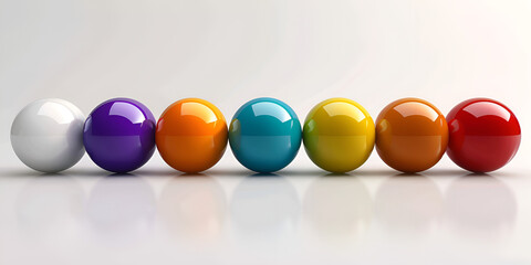 A row of colorful balls with the word on them
