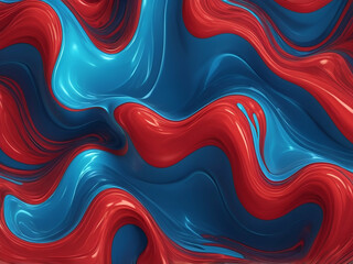 abstract glowing blue and red liquid wavy background