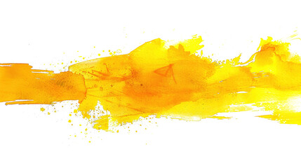 Fototapeta premium Yellow Watercolor Paint Brush Strokes on Transparent Background PNG - Banner Line Water Color Smoke Fog Grunge 