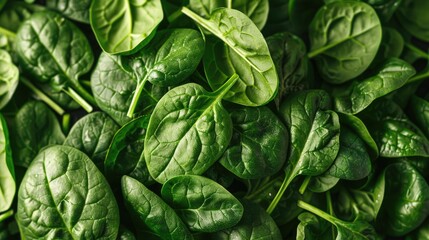 Fototapeta premium Close-Up View of Fresh Spinach Leaves