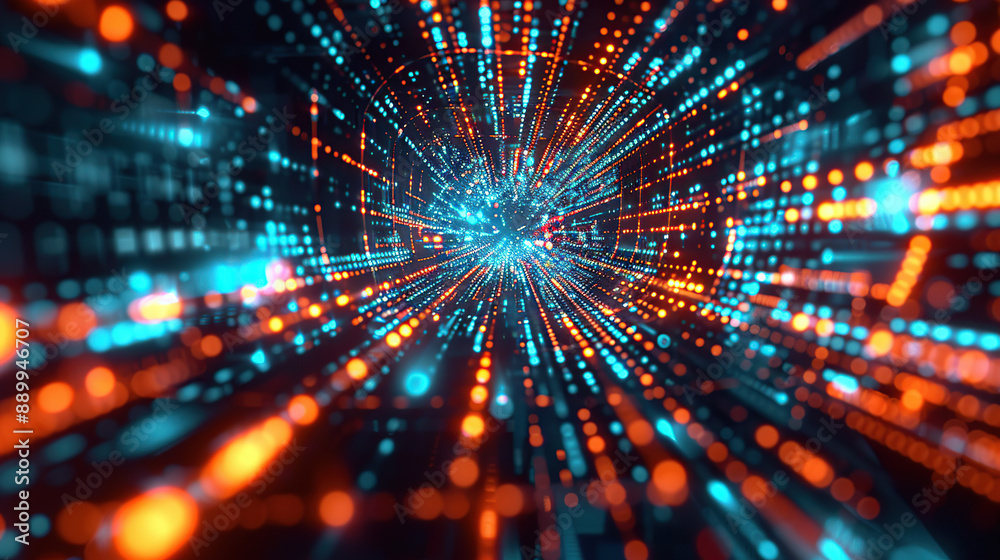 Wall mural abstract communication and future technology data flow