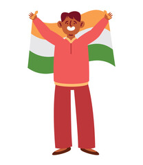 man flying indian flag happy independence day