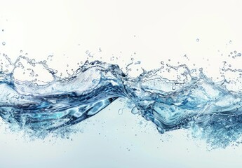 Abstract Blue Water Splash with Droplets