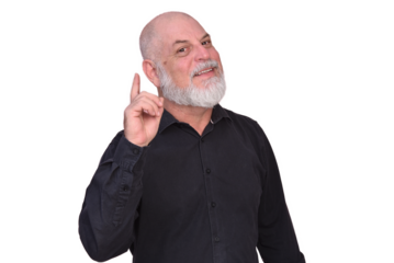 portrait business man with bald white beard facial expression working fashion image model isolated on white transparent background