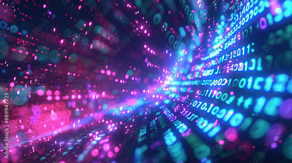 Wall mural abstract communication and future technology data flow