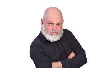 Obraz premium portrait business man with bald white beard facial expression working fashion image model isolated on white transparent background