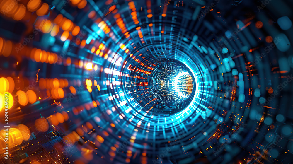 Wall mural abstract communication and future technology data flow
