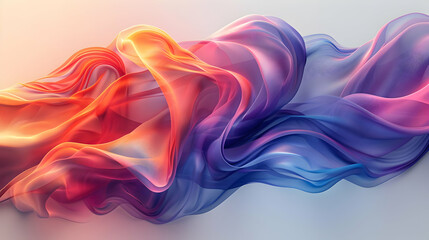 Obraz premium Abstract 3D Illustration of Wavy, Flowing Fabric in Pink, Orange, and Blue