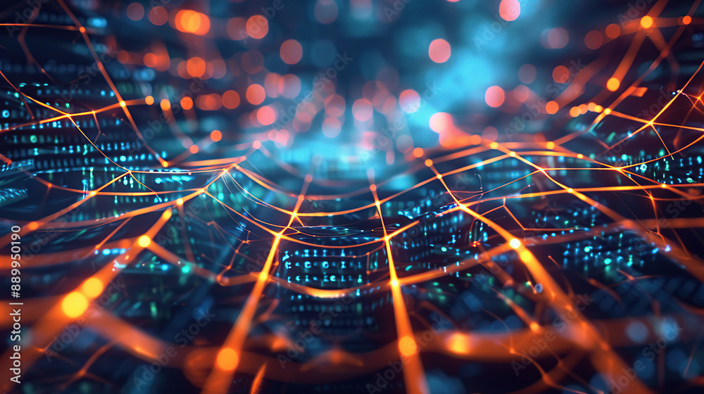 Wall mural abstract communication and future technology data flow