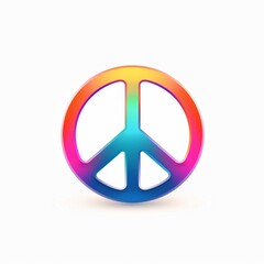 A colorful peace sign with a rainbow background