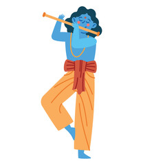 krishna janmashtami with flute drawing