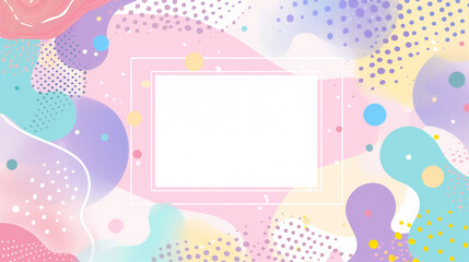 Abstract pastel shapes with blank pink rectangle in center