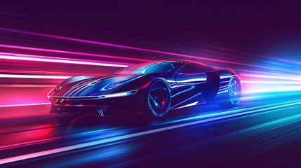 Obraz premium fast neon car background