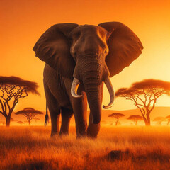 Obraz premium elephant at sunset